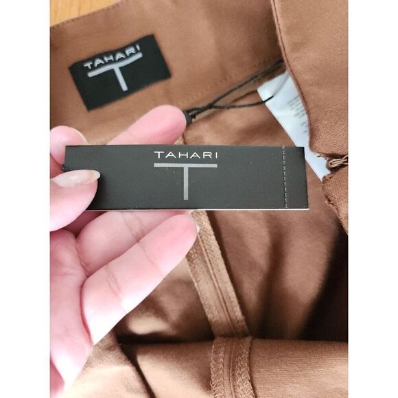 T by Tahari Women Camel Brown Straight Leg Midrise Dress Pants size 12 - Picture 7 of 9